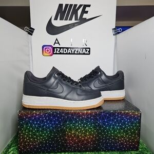 Size 7- Nike Air Force 1 07' PRM Off Noir Black  896185-008 Wmn. Gum BottomFits